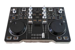 A portable DJ control mixer