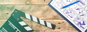 a clapperboard laying on a table